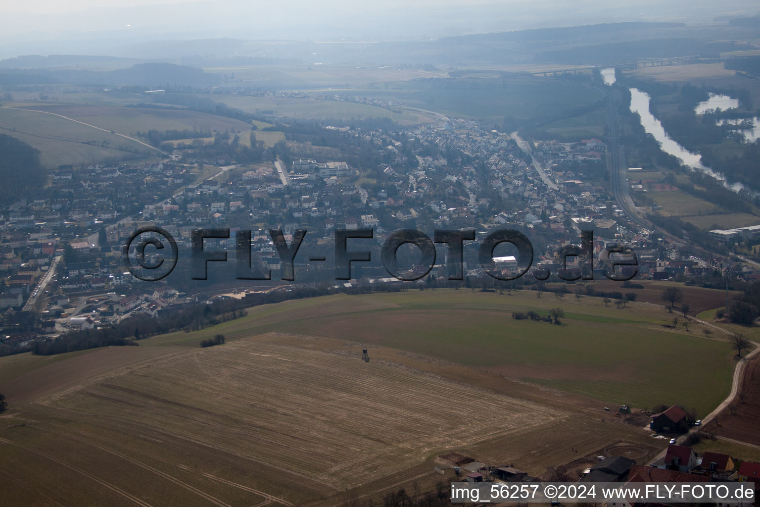 Schonungen in the state Bavaria, Germany viewn from the air