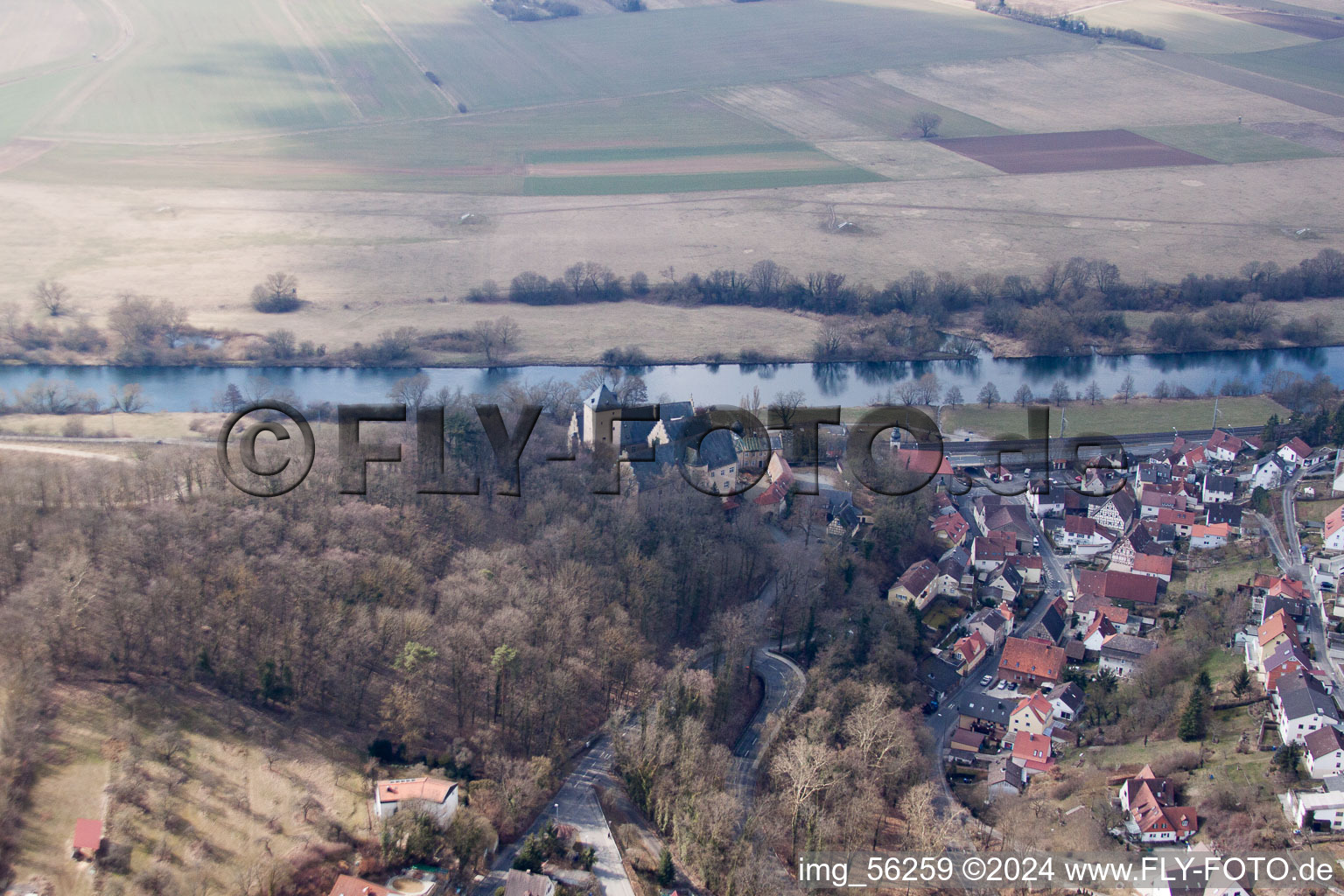 Drone recording of Schonungen in the state Bavaria, Germany