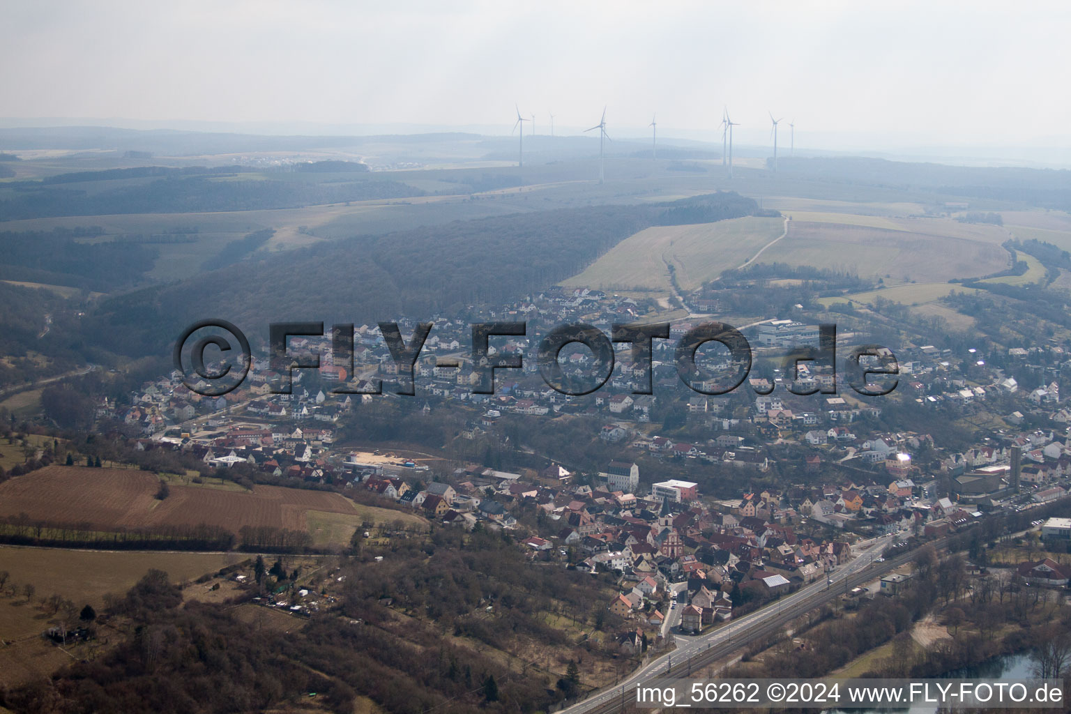 Drone image of Schonungen in the state Bavaria, Germany