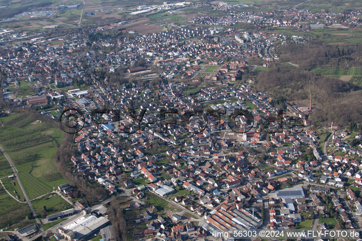 From the southwest in the district Oberachern in Achern in the state Baden-Wuerttemberg, Germany