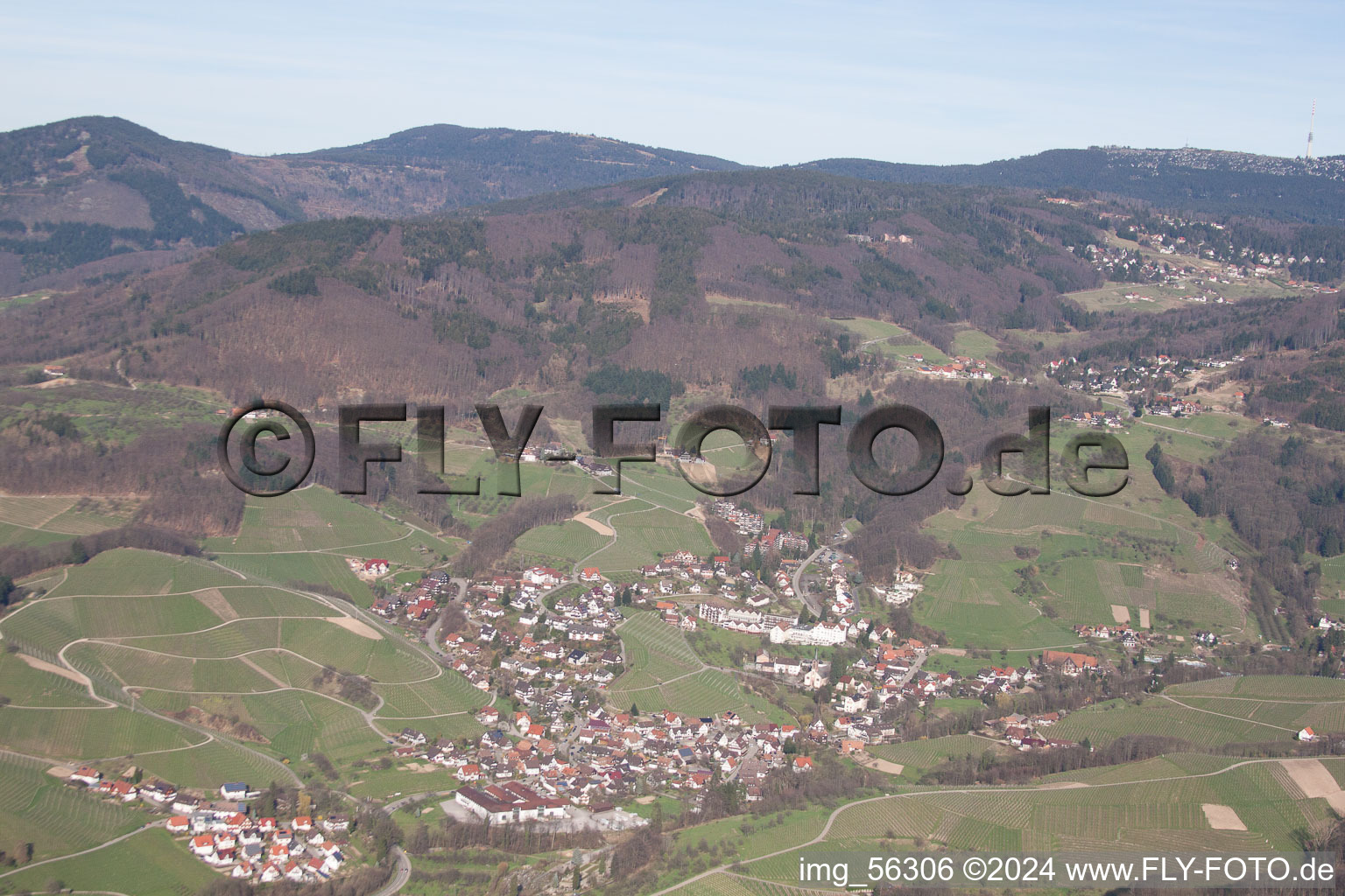 Kappelrodeck in the state Baden-Wuerttemberg, Germany seen from above