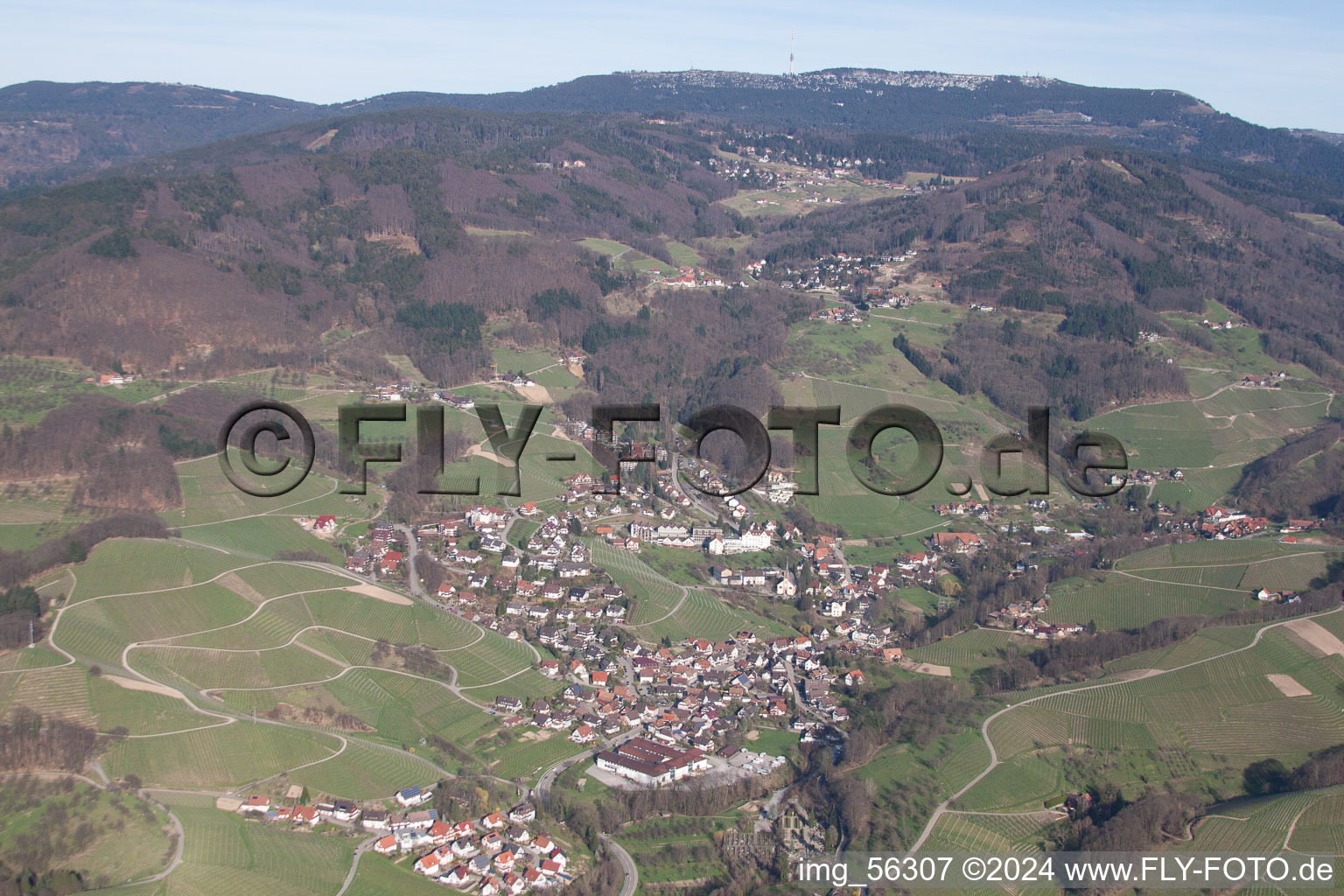 Kappelrodeck in the state Baden-Wuerttemberg, Germany from the plane