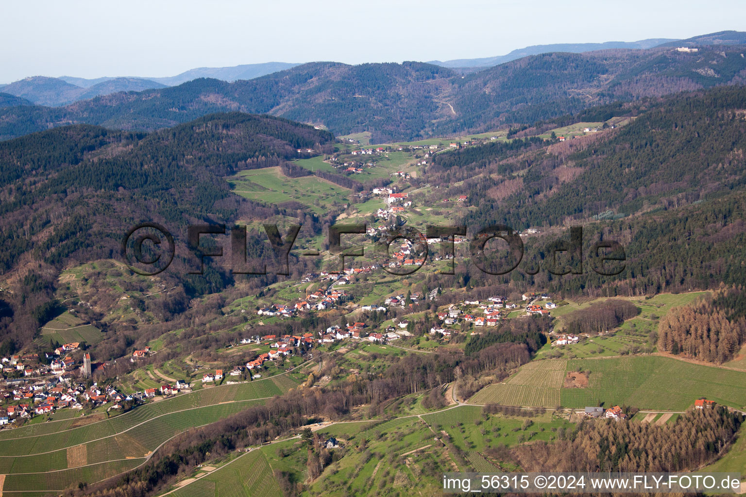 District Neusatz in Bühl in the state Baden-Wuerttemberg, Germany seen from above