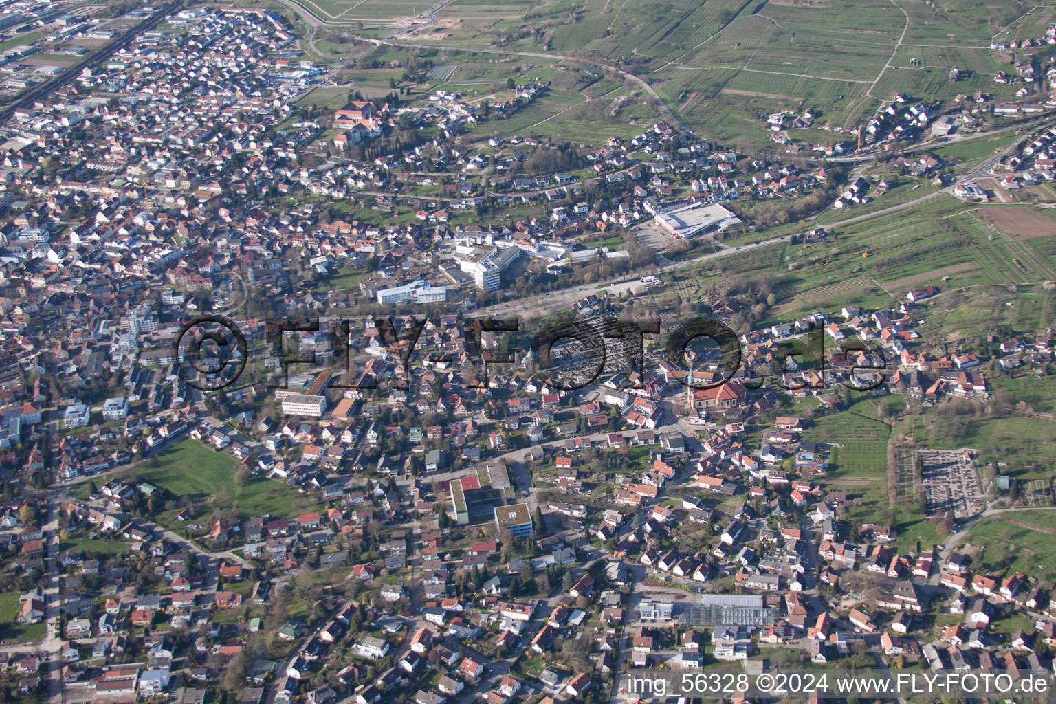 District Kappelwindeck in Bühl in the state Baden-Wuerttemberg, Germany from above