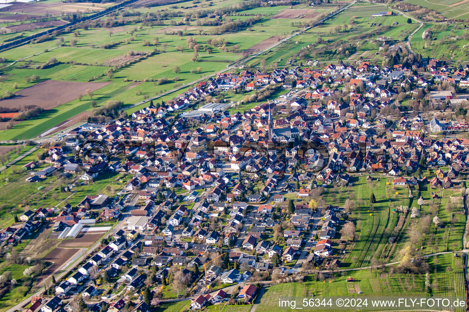 Aerial view of From the south in the district Steinbach in Baden-Baden in the state Baden-Wuerttemberg, Germany