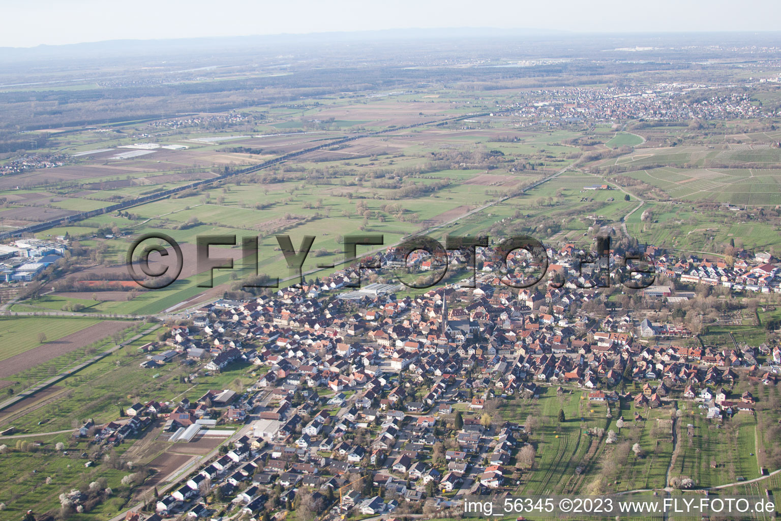 Steinbach in the state Baden-Wuerttemberg, Germany from above