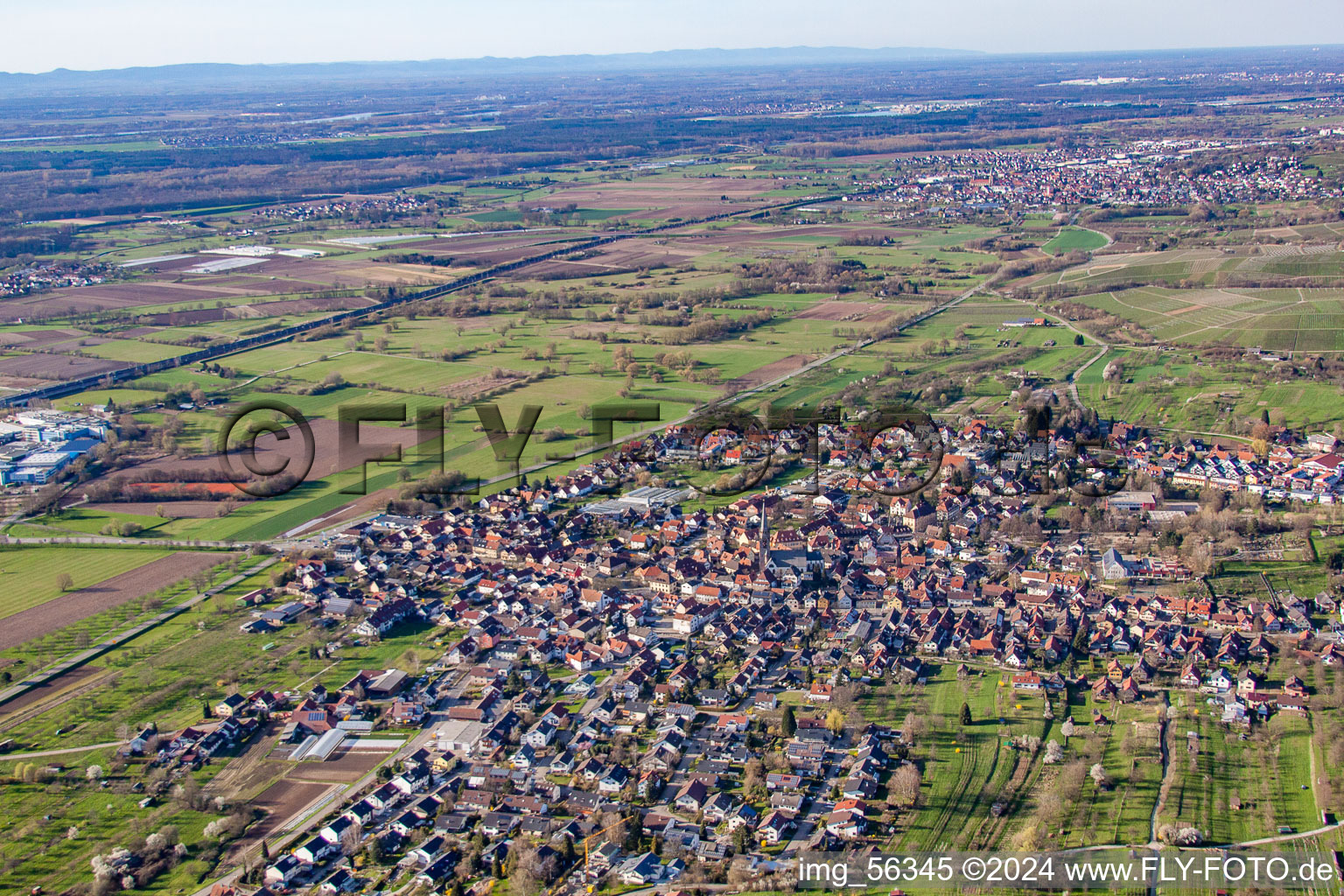 Steinbach in the state Baden-Wuerttemberg, Germany from above