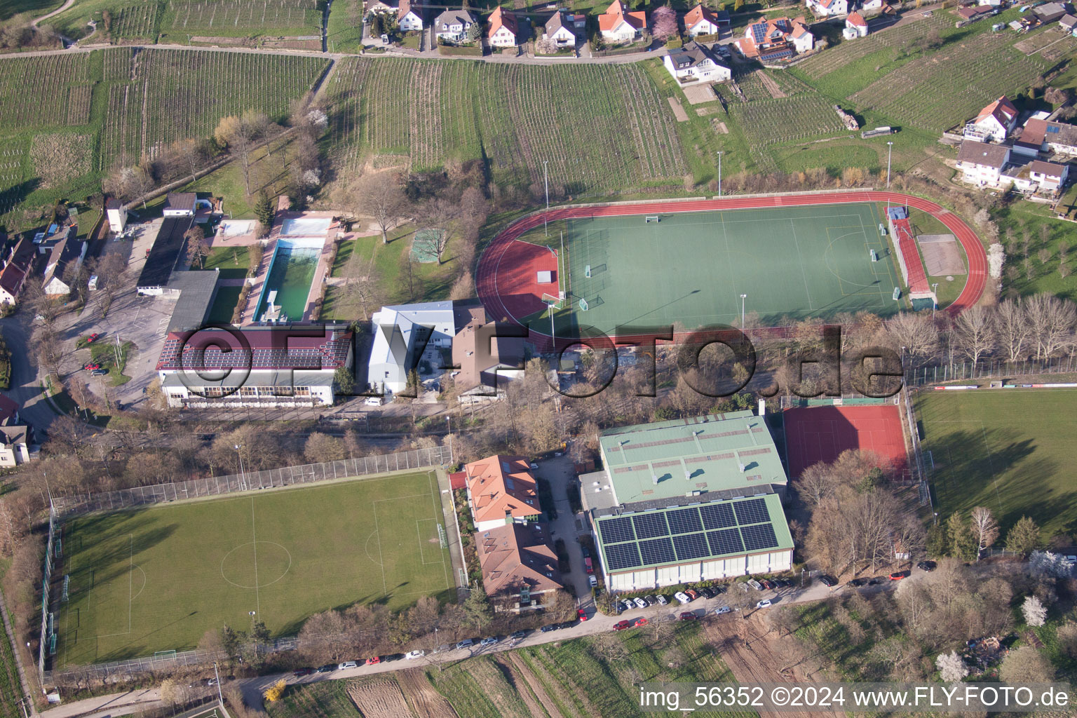 Sports fields in the district Steinbach in Baden-Baden in the state Baden-Wuerttemberg, Germany