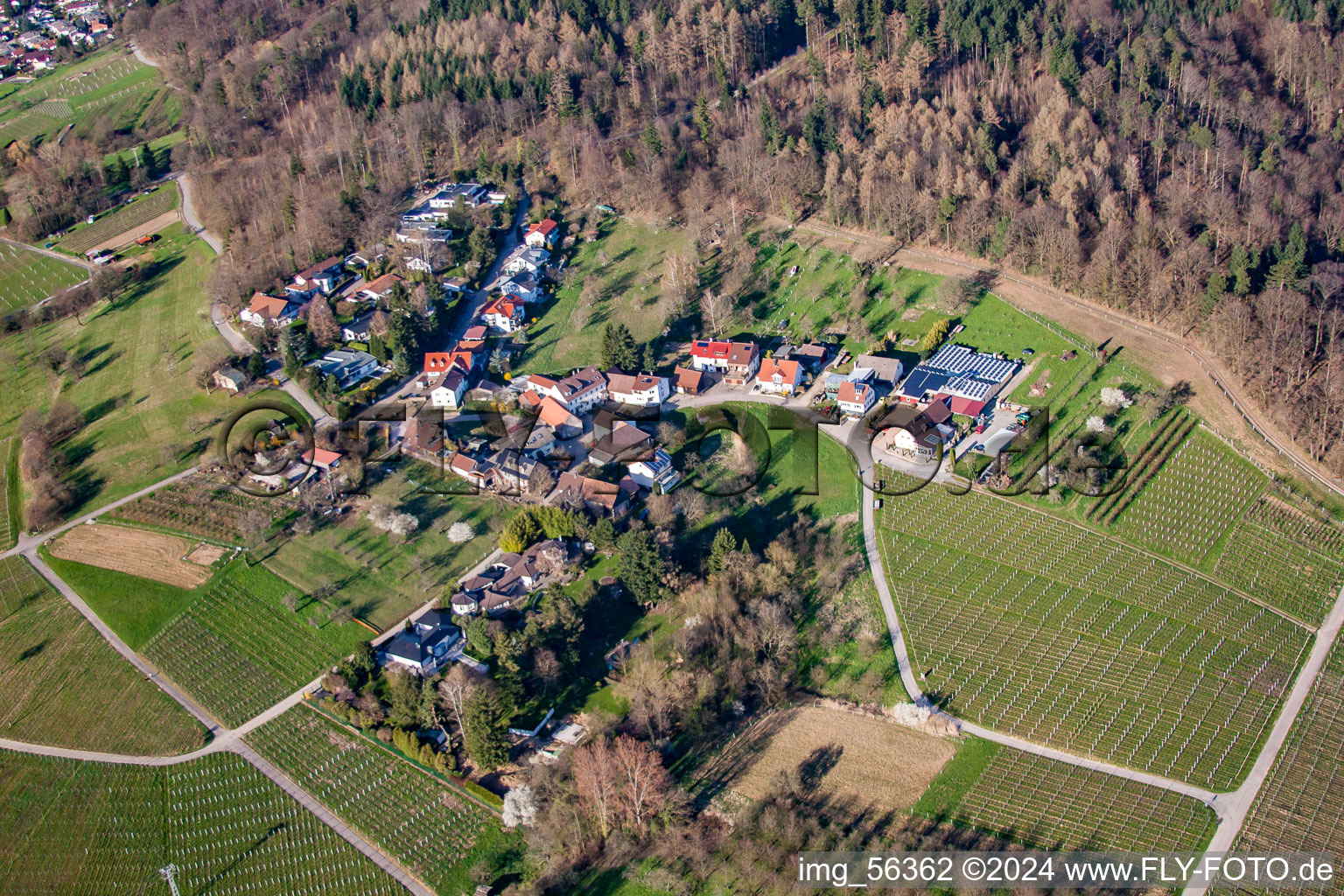 Ebenunger Street in the district Ebenung in Sinzheim in the state Baden-Wuerttemberg, Germany