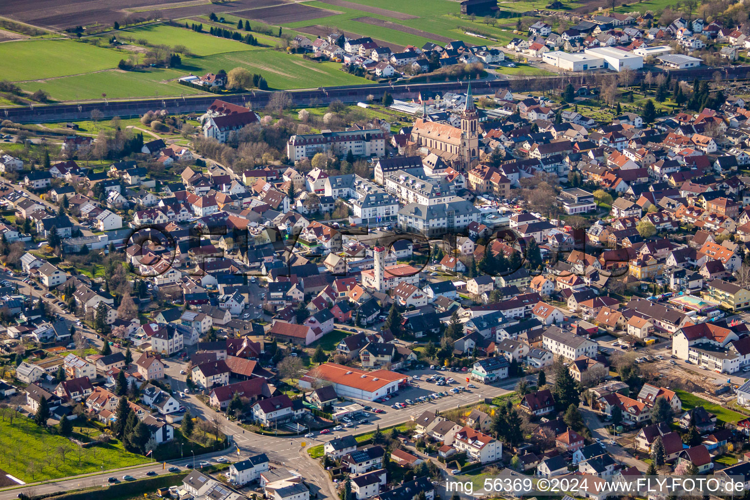 From the southeast in Sinzheim in the state Baden-Wuerttemberg, Germany