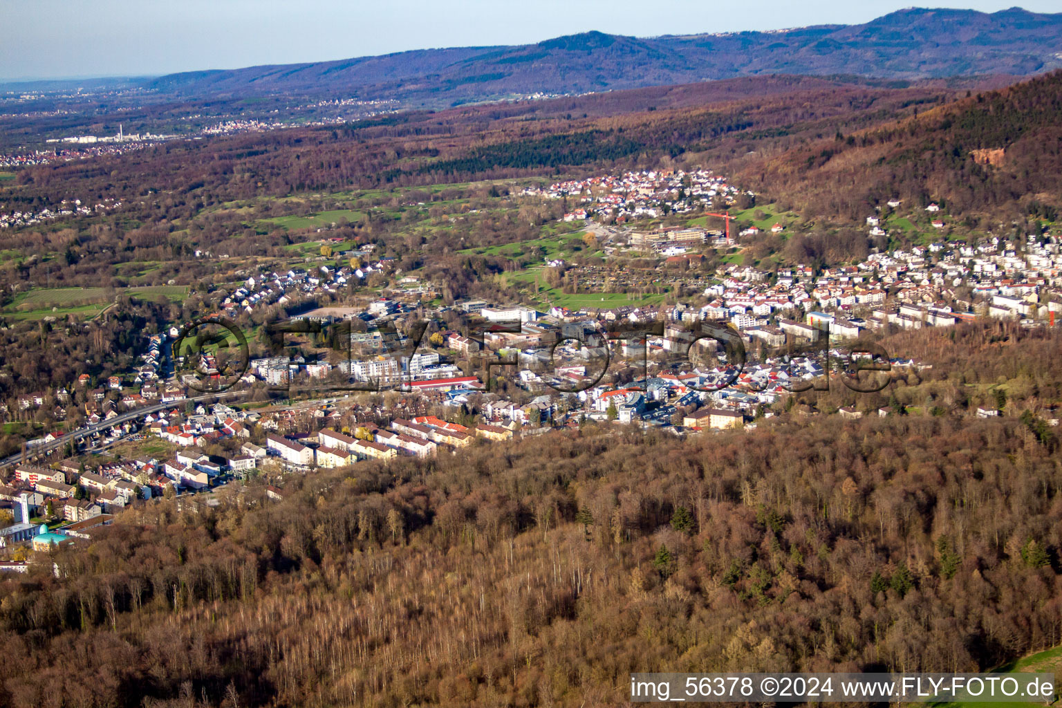 Aerial photograpy of District Oos in Baden-Baden in the state Baden-Wuerttemberg, Germany