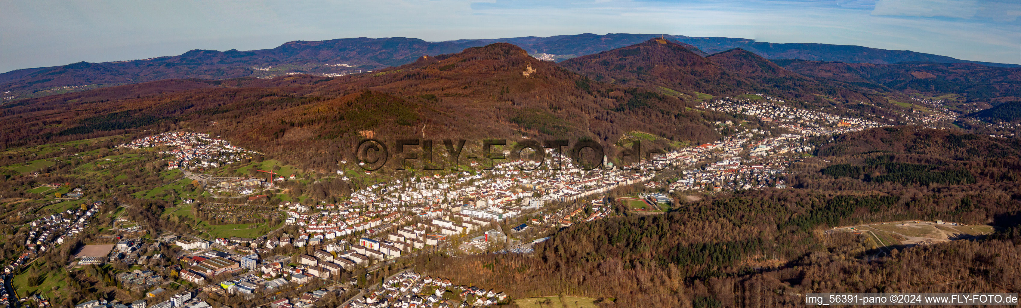 Panorama from the local area and environment in Baden-Baden in the state Baden-Wurttemberg