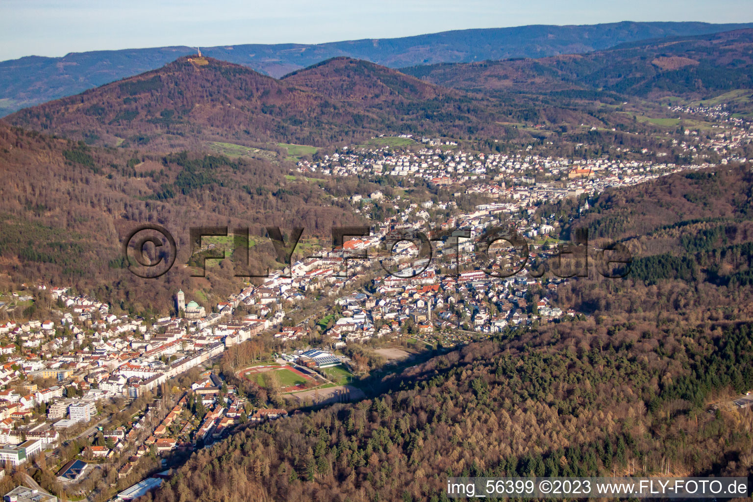 Town View of the streets and houses of the residential areas in the district Oos in Baden-Baden in the state Baden-Wurttemberg