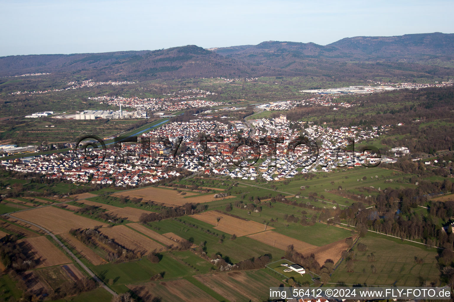 Oblique view of Kuppenheim in the state Baden-Wuerttemberg, Germany