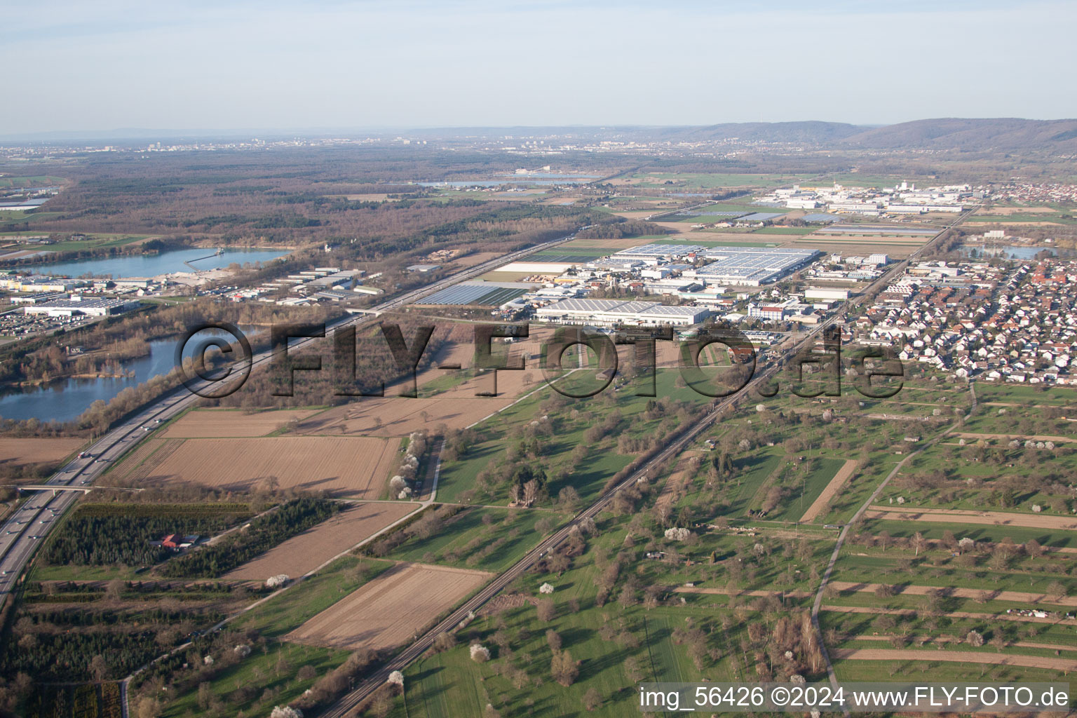 Muggensturm in the state Baden-Wuerttemberg, Germany seen from a drone