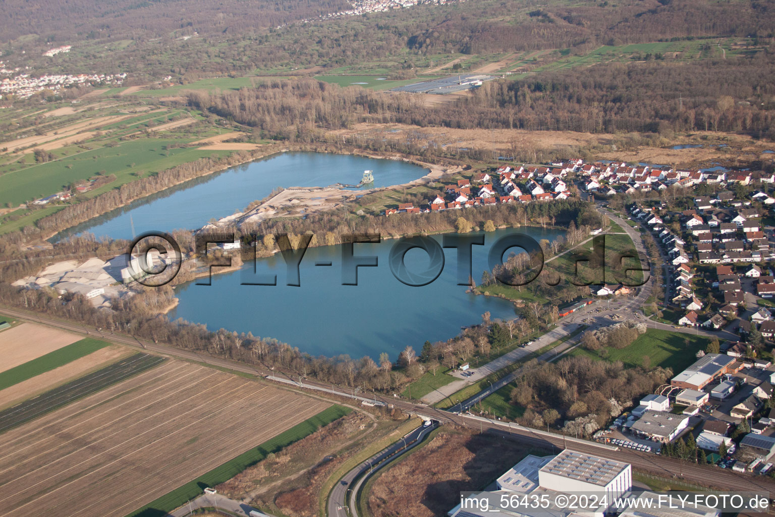 Kaltenbach Lake in Muggensturm in the state Baden-Wuerttemberg, Germany