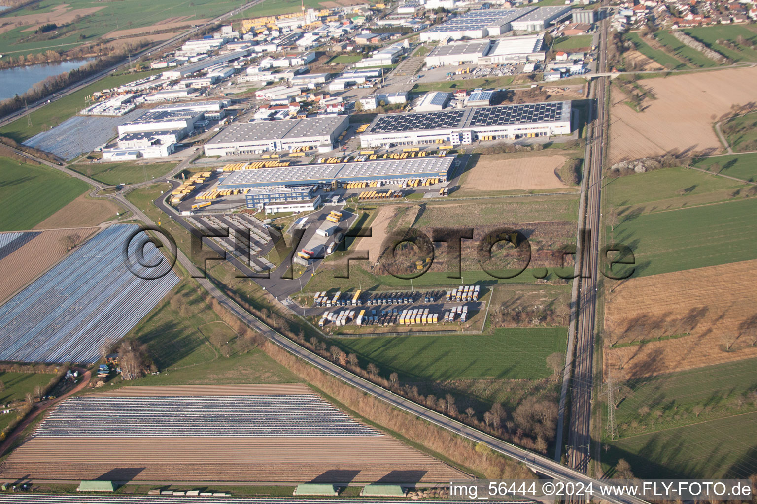 Aerial view of DACHSER Logistics Center Karlsruhe GmbH, Malsch in Malsch in the state Baden-Wuerttemberg, Germany