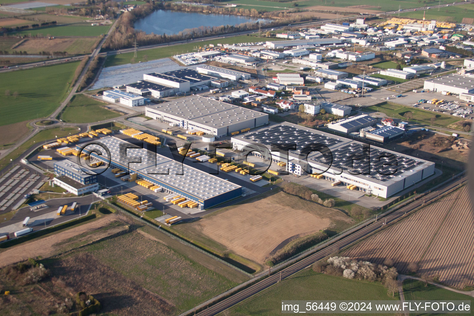 Aerial photograpy of DACHSER Logistics Center Karlsruhe GmbH, Malsch in Malsch in the state Baden-Wuerttemberg, Germany