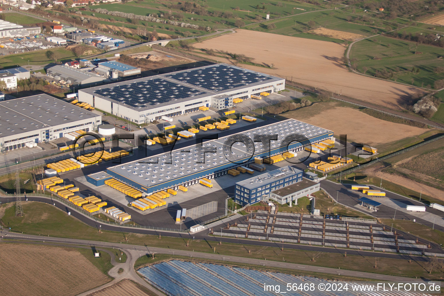 DACHSER Logistics Center Karlsruhe GmbH, Malsch in Malsch in the state Baden-Wuerttemberg, Germany from the plane