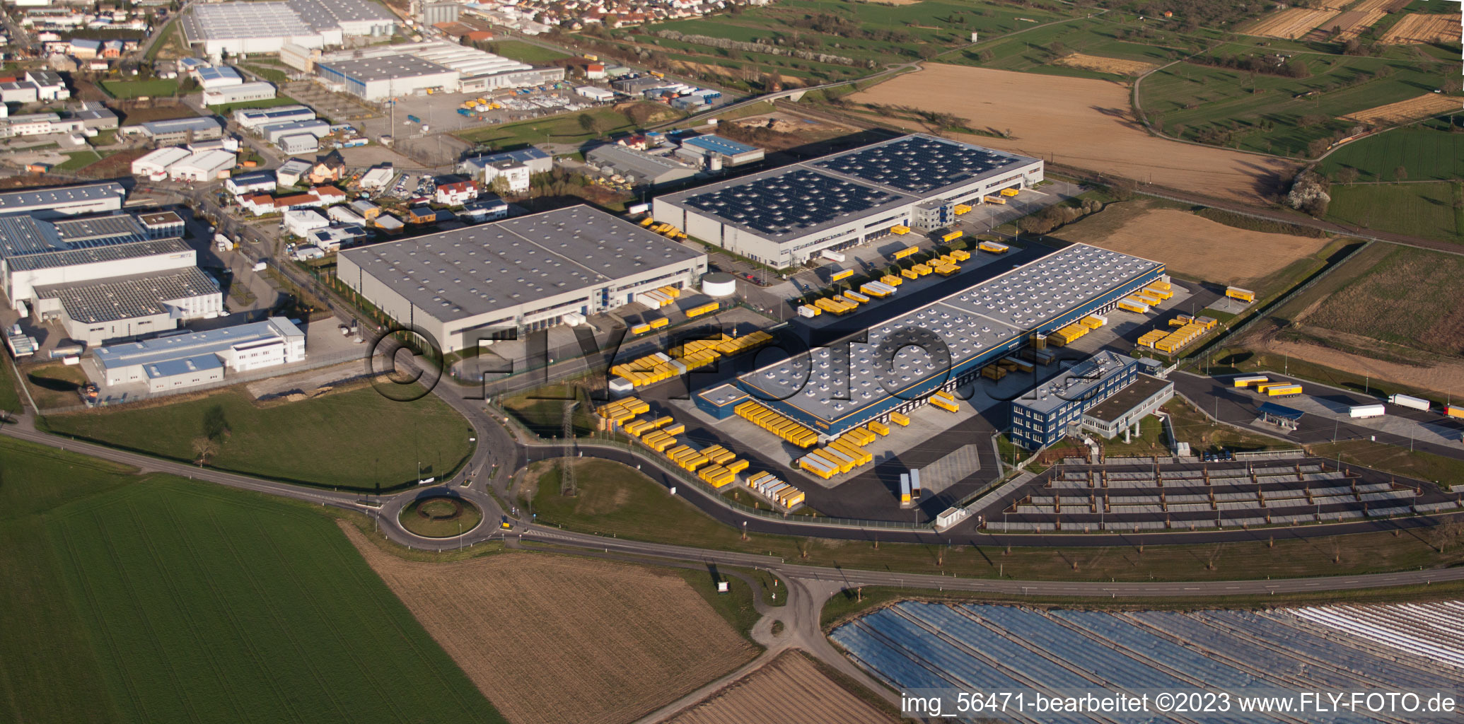 Drone recording of DACHSER Logistics Center Karlsruhe GmbH, Malsch in Malsch in the state Baden-Wuerttemberg, Germany