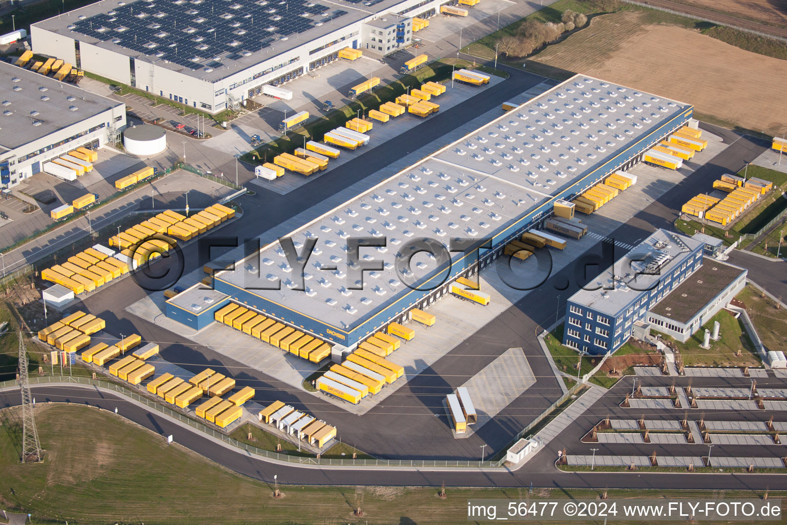 Aerial view of DACHSER Logistics Center Karlsruhe GmbH, Malsch in Malsch in the state Baden-Wuerttemberg, Germany