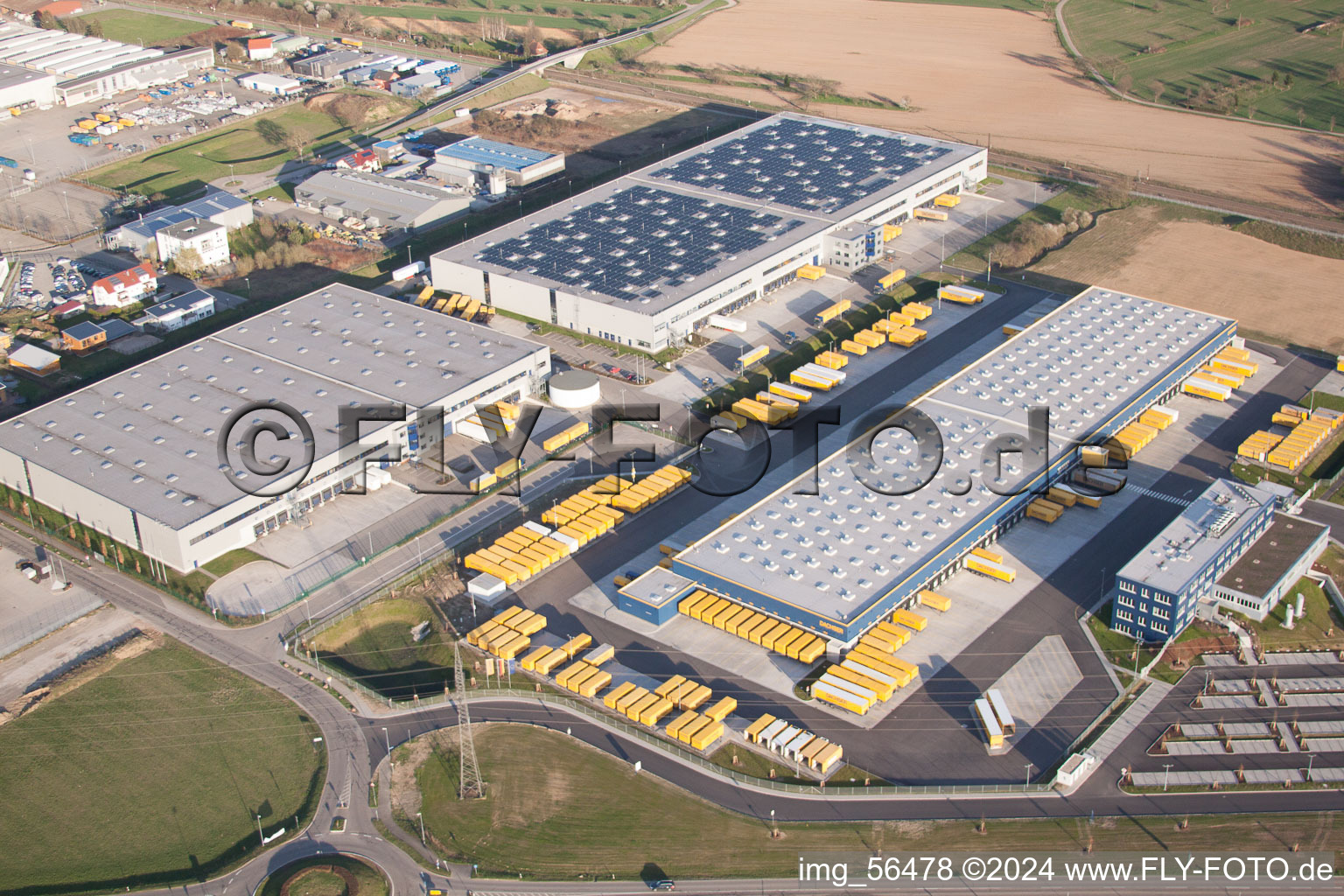 Aerial photograpy of DACHSER Logistics Center Karlsruhe GmbH, Malsch in Malsch in the state Baden-Wuerttemberg, Germany