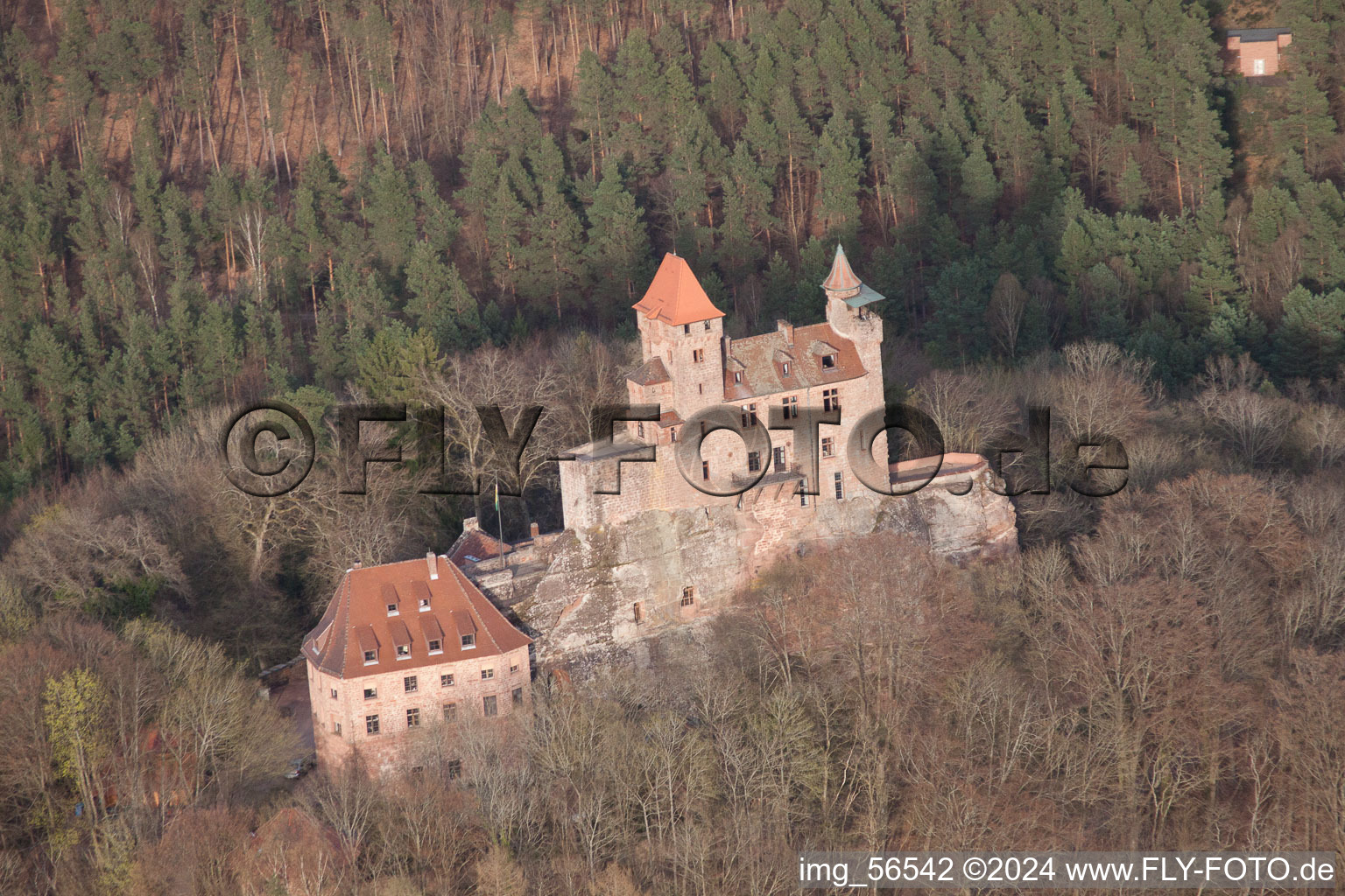 Erlenbach bei Dahn in the state Rhineland-Palatinate, Germany viewn from the air