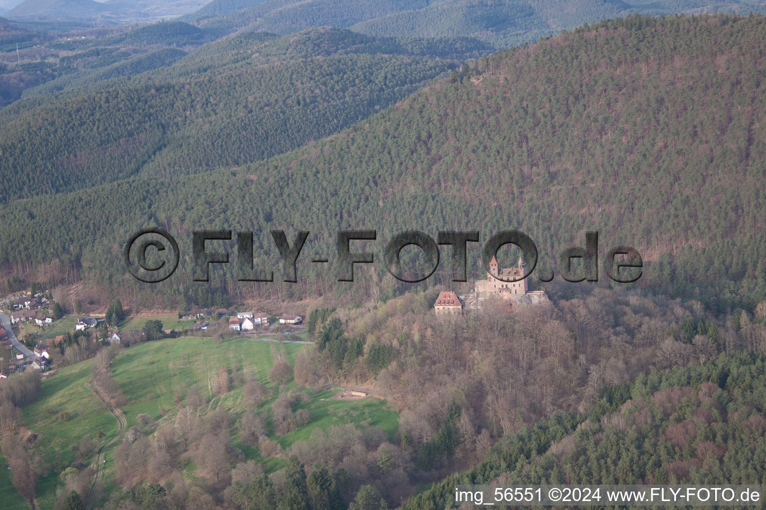 Aerial photograpy of Erlenbach bei Dahn in the state Rhineland-Palatinate, Germany