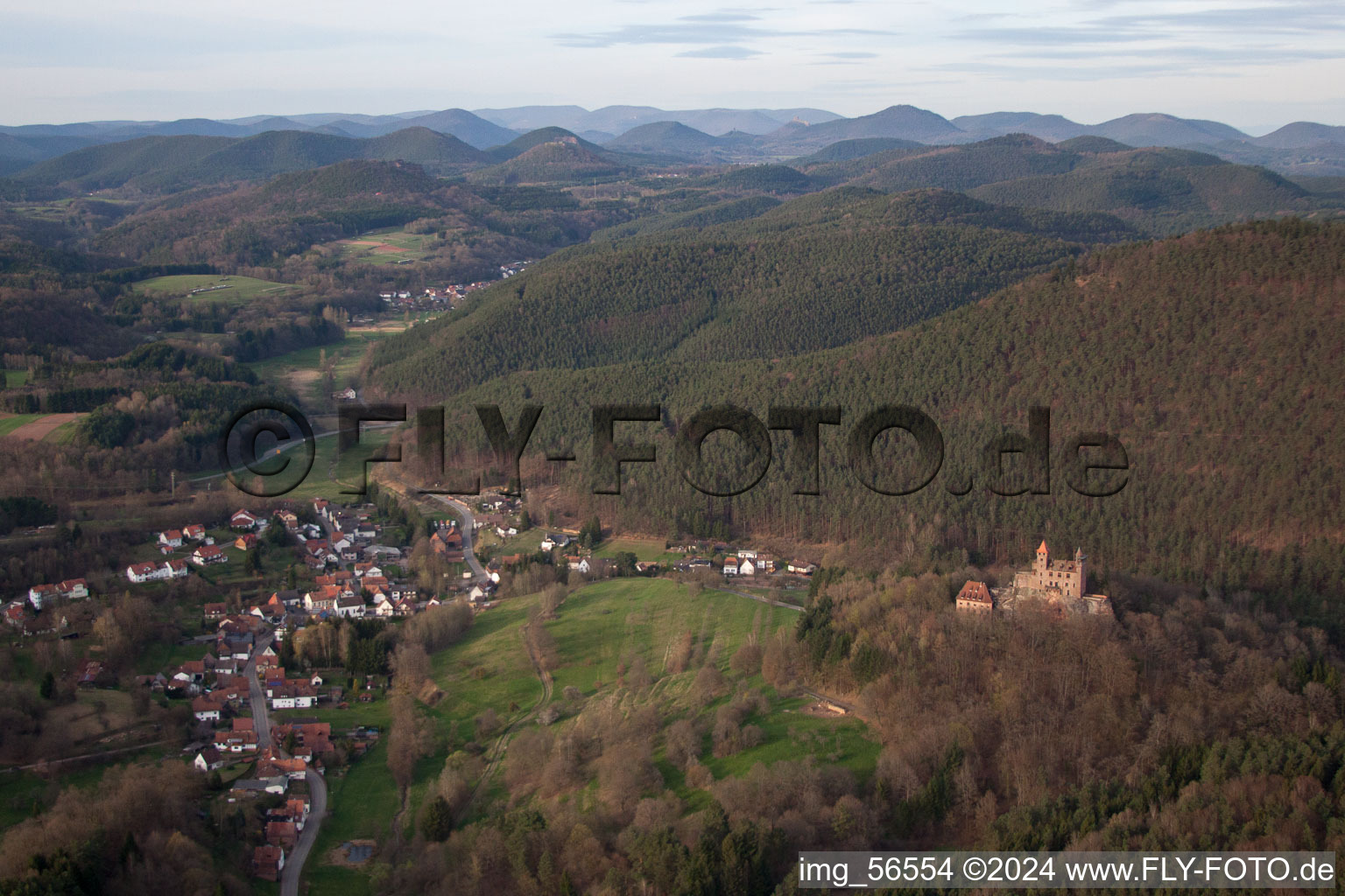 Town View of the streets and houses of the residential areas in Erlenbach bei Dahn in the state Rhineland-Palatinate