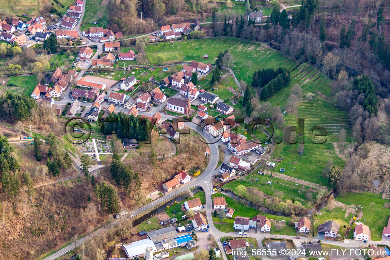 Bird's eye view of Bobenthal in the state Rhineland-Palatinate, Germany