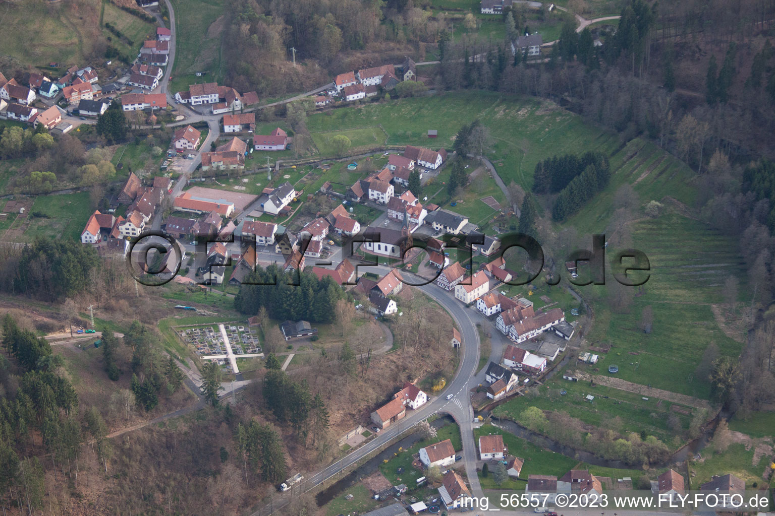 Drone image of Bobenthal in the state Rhineland-Palatinate, Germany