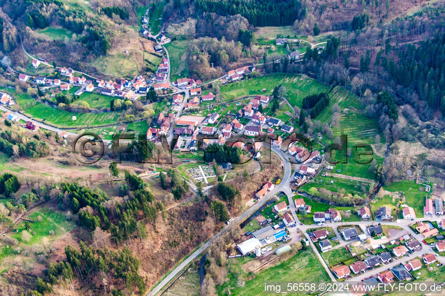 Drone recording of Bobenthal in the state Rhineland-Palatinate, Germany