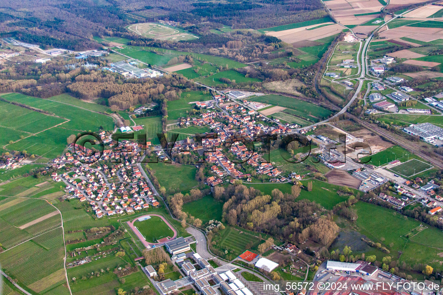 District Altenstadt in Wissembourg in the state Bas-Rhin, France seen from a drone