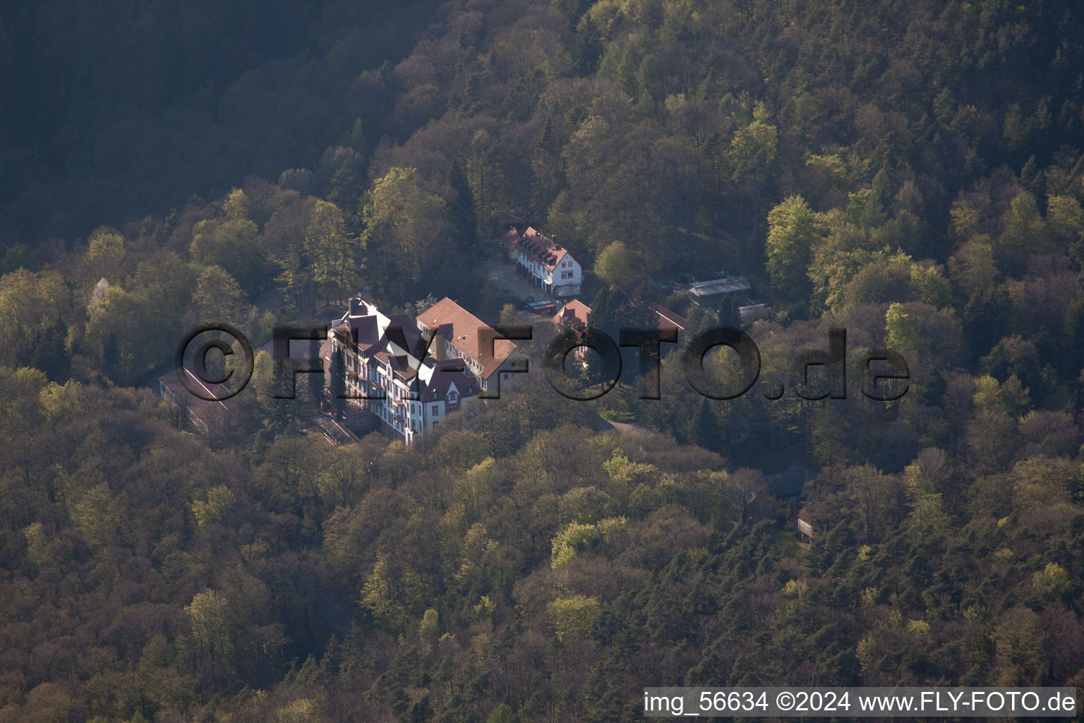 Clinic in Eußerthal in the state Rhineland-Palatinate, Germany from the drone perspective