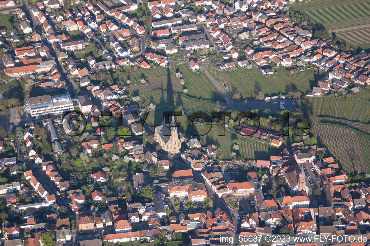 Aerial photograpy of Edenkoben in the state Rhineland-Palatinate, Germany