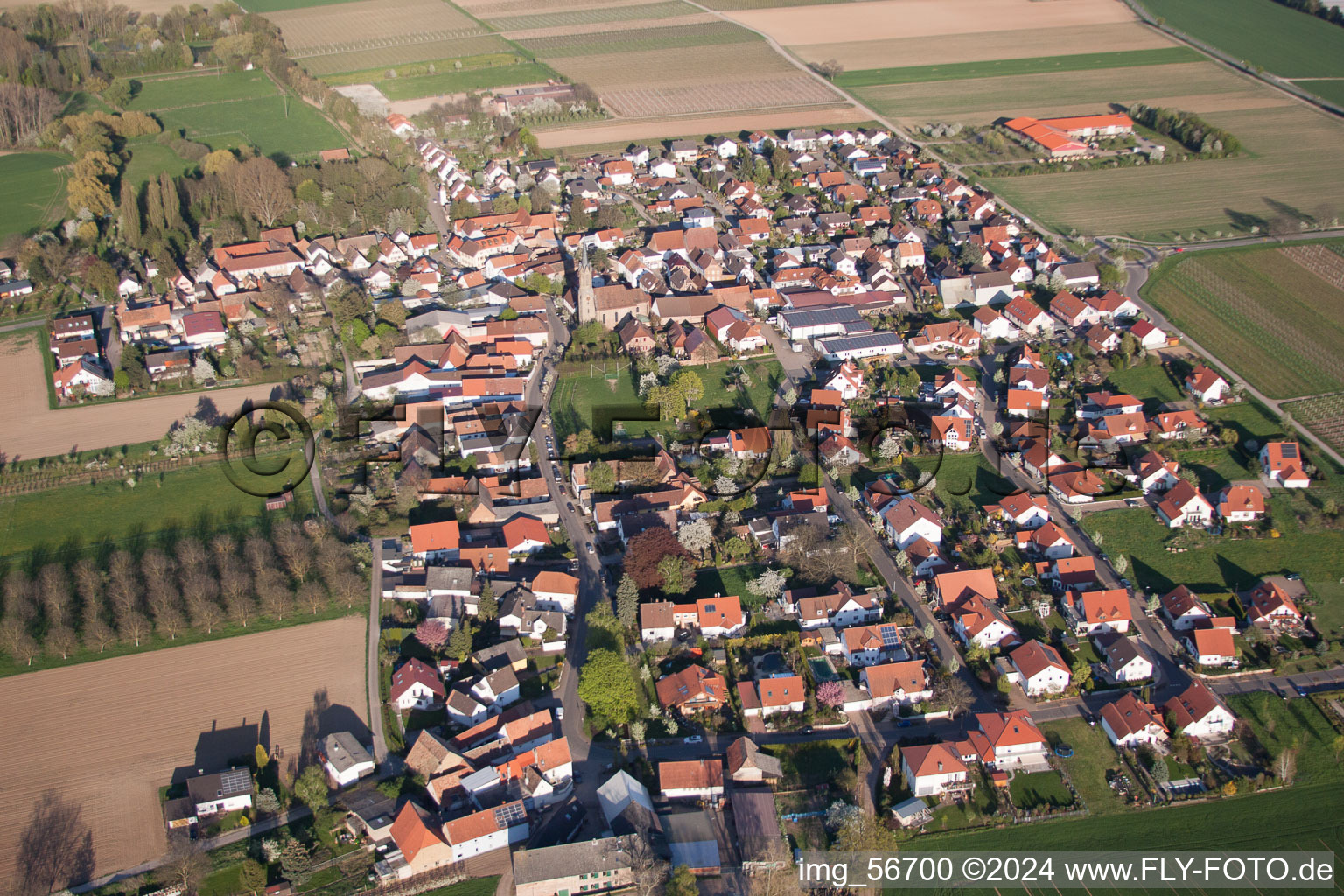 Aerial photograpy of Großfischlingen in the state Rhineland-Palatinate, Germany