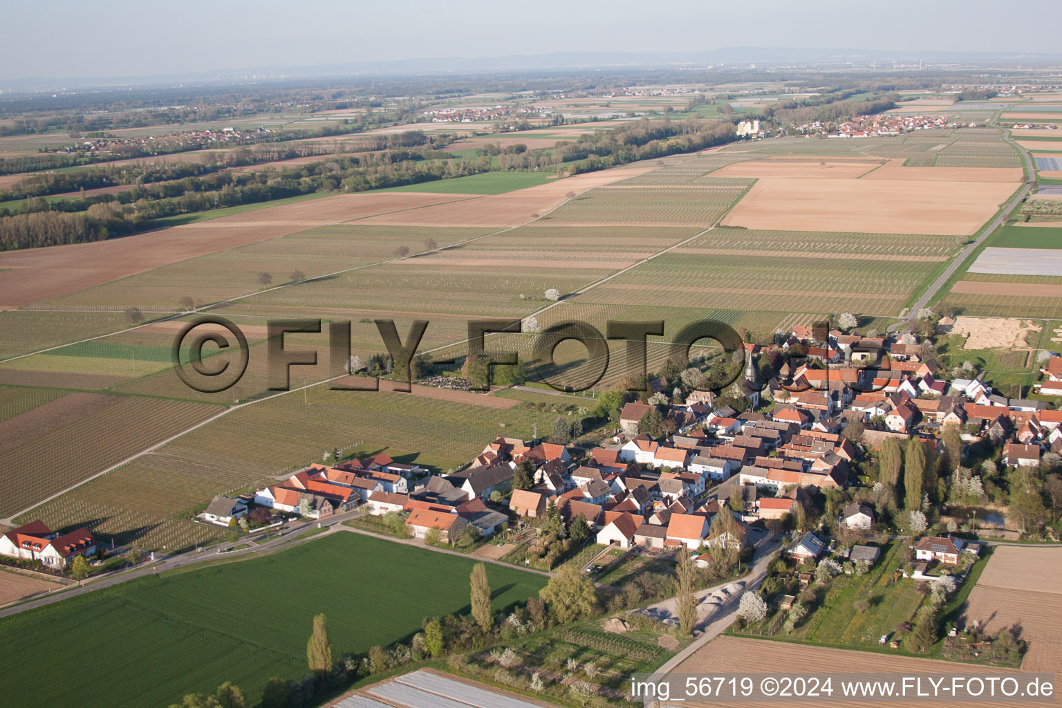 Kleinfischlingen in the state Rhineland-Palatinate, Germany from above