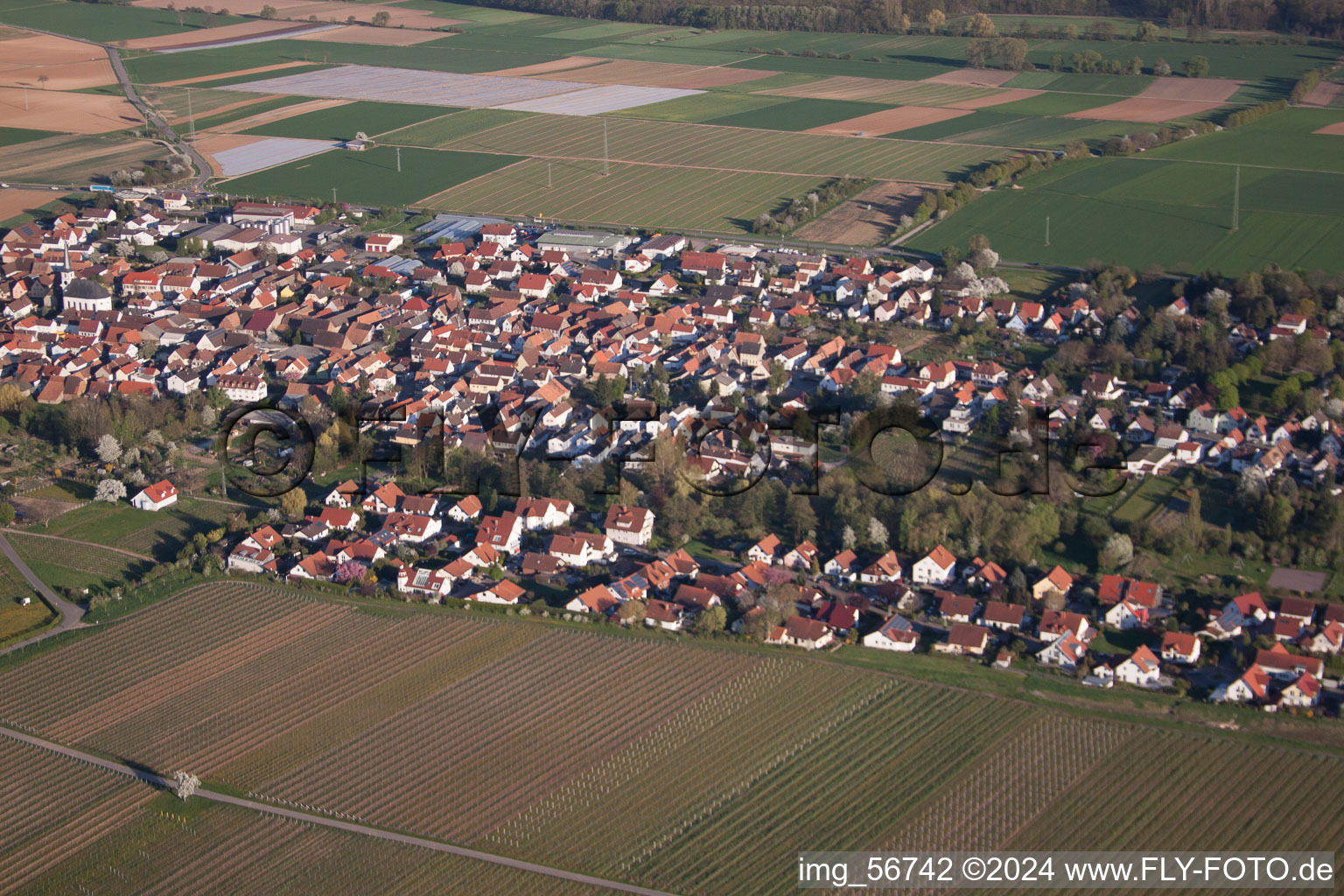 District Niederhochstadt in Hochstadt in the state Rhineland-Palatinate, Germany viewn from the air