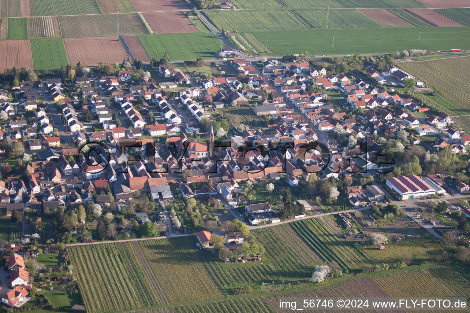 Drone image of District Niederhochstadt in Hochstadt in the state Rhineland-Palatinate, Germany