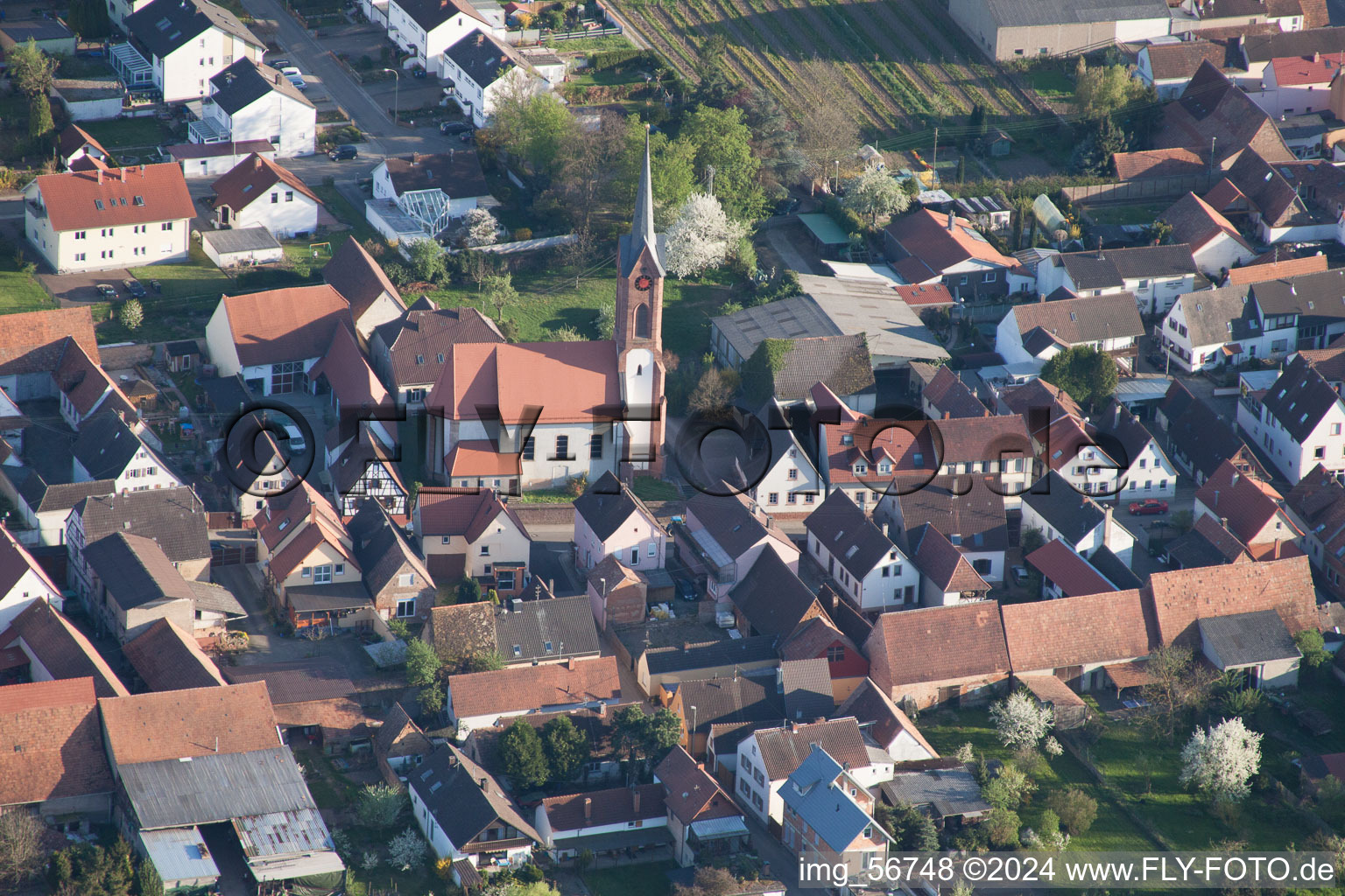 District Niederhochstadt in Hochstadt in the state Rhineland-Palatinate, Germany from a drone