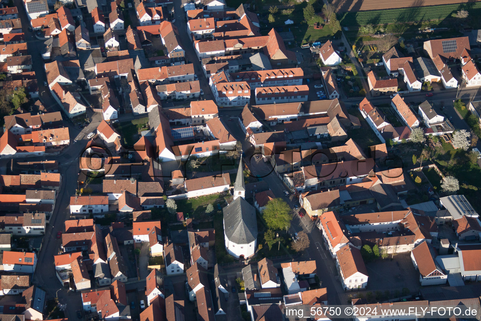 Aerial view of District Niederhochstadt in Hochstadt in the state Rhineland-Palatinate, Germany