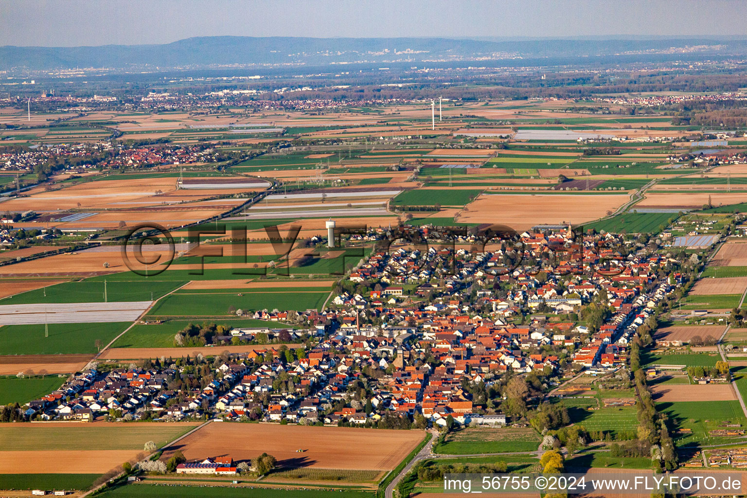 Zeiskam in the state Rhineland-Palatinate, Germany from above