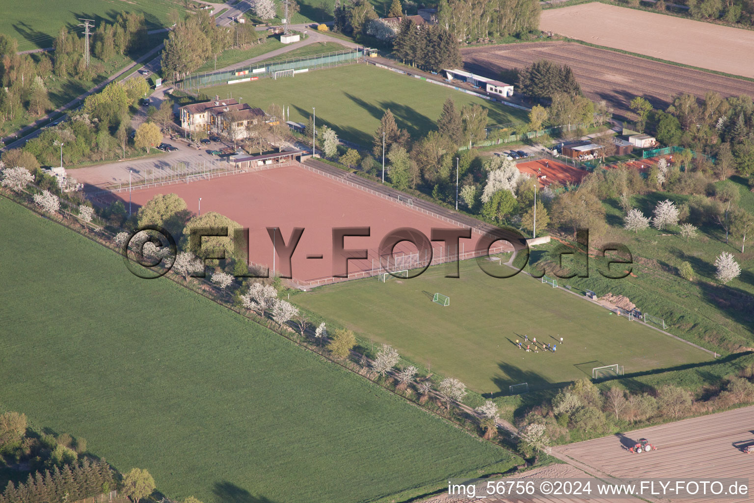 Zeiskam in the state Rhineland-Palatinate, Germany seen from above