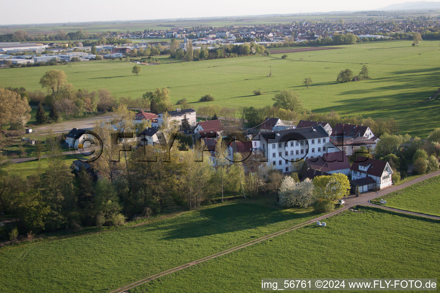 Neumühle in the district Offenbach in Offenbach an der Queich in the state Rhineland-Palatinate, Germany from above