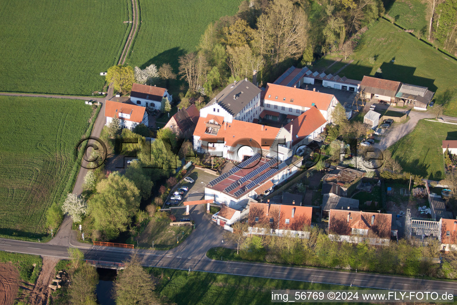 Oblique view of District Offenbach in Offenbach an der Queich in the state Rhineland-Palatinate, Germany