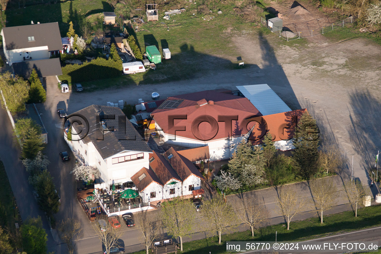 District Offenbach in Offenbach an der Queich in the state Rhineland-Palatinate, Germany from above