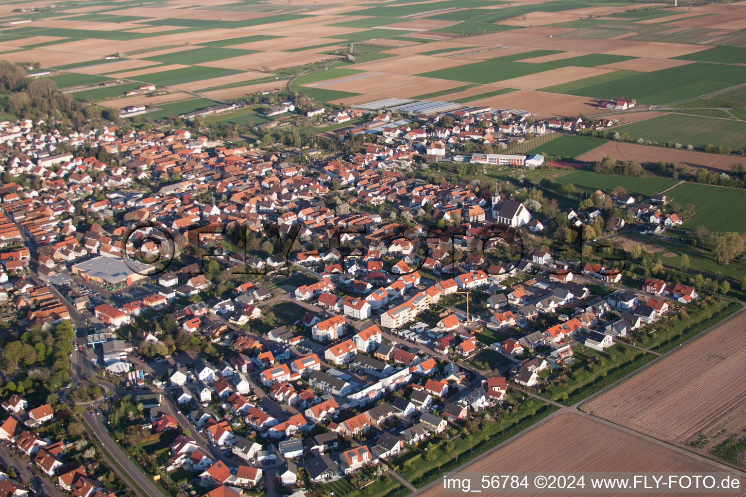 District Offenbach in Offenbach an der Queich in the state Rhineland-Palatinate, Germany viewn from the air