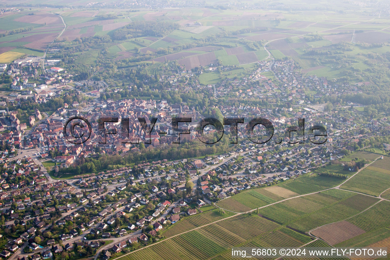 Wissembourg in the state Bas-Rhin, France from the drone perspective