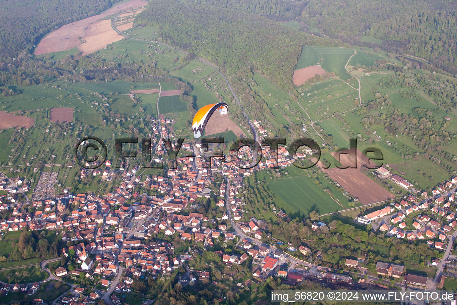 Lembach in the state Bas-Rhin, France from the plane