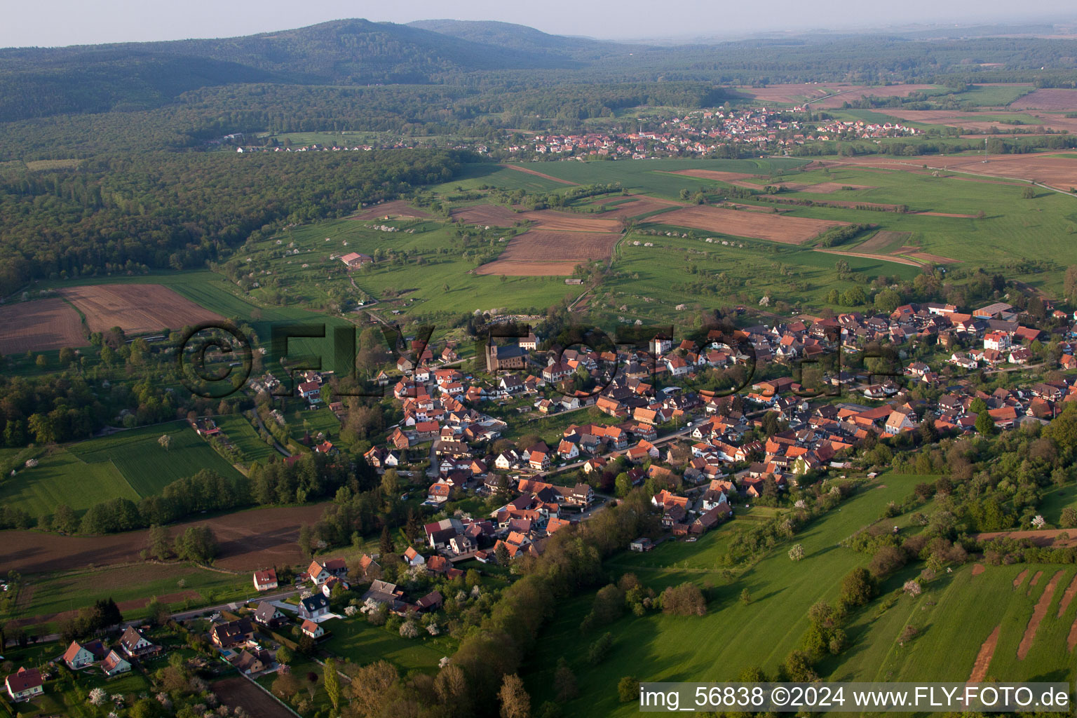 Preuschdorf in the state Bas-Rhin, France from the plane